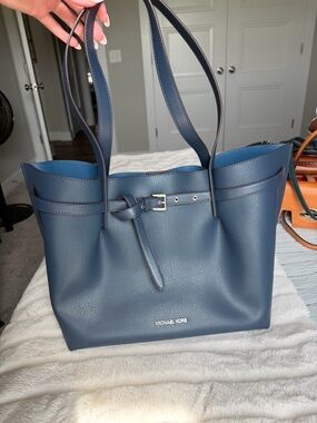 Michael Kors Deep Blue Pebbled Leather Tote